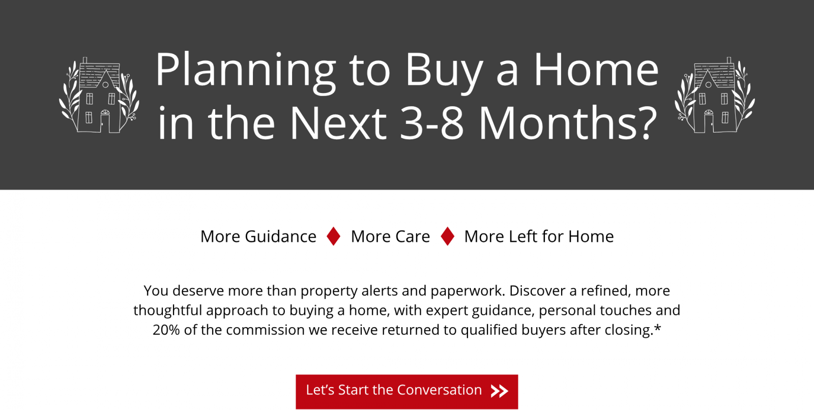 Planning to buy a home in the next 3–8 months? More guidance. More care. More left for home. The Shellbrook Buyer Advantage offers expert guidance, personal touches and 20% of the commission we receive returned to qualified buyers after closing, subject to program terms. Let’s Start the Conversation: follow this link to the Buyer Advantage inquiry form.